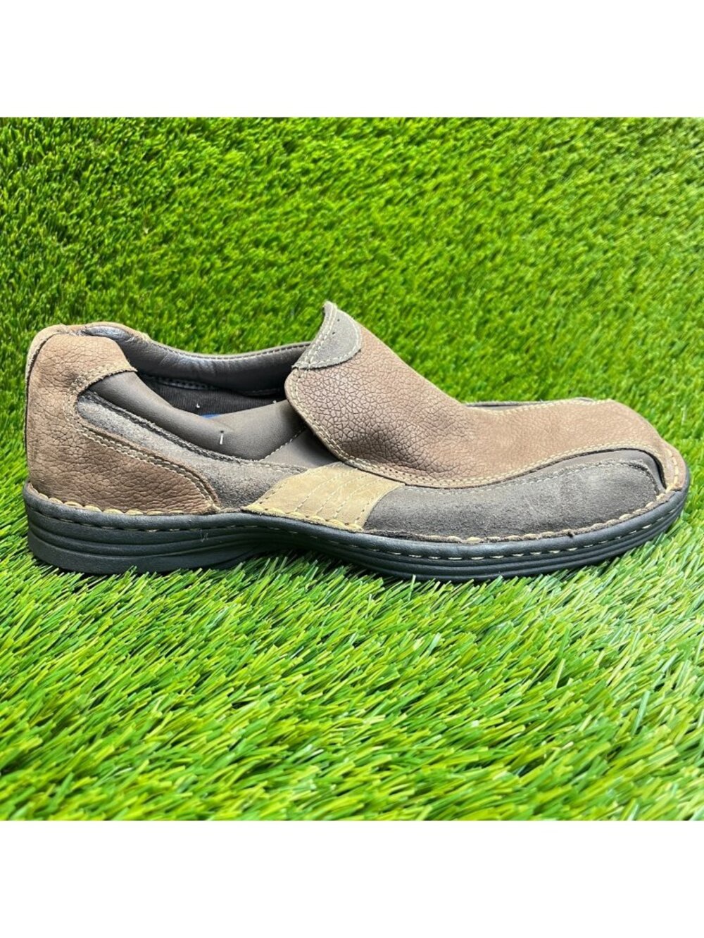 Dr. Scholl's Benefit Mens Size 8.5 Brown Casual Classic Leather Slip On Shoes